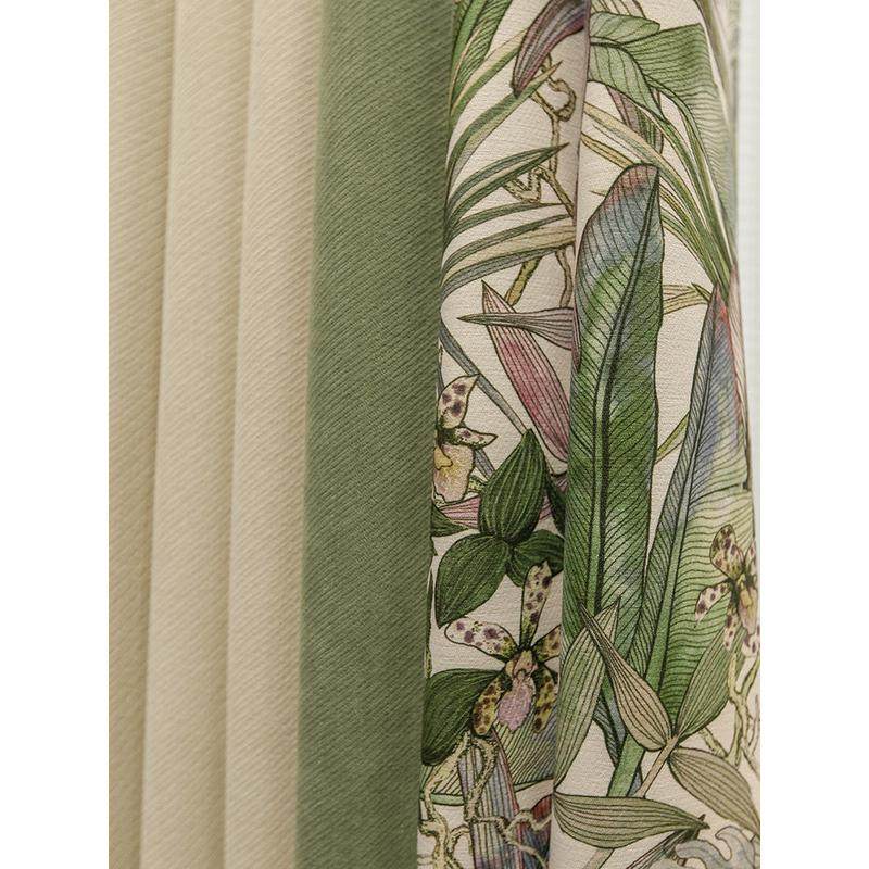 2023年新款奶茶色雪尼尔复古法式印花网红遮光拼接飘窗卧室窗帘布,居家布艺,成品窗帘,淘宝优惠券,粉丝福利购,淘宝优惠卷