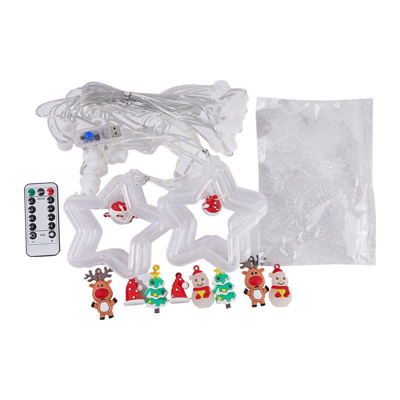 圣诞节工厂源头装饰品星星雪花创意窗帘灯串挂件橱窗店铺场景布置