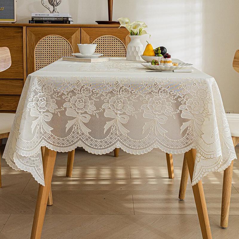 氛围感桌布防水防油免洗方桌布正方形pvc蕾丝餐桌台布方桌布塑料