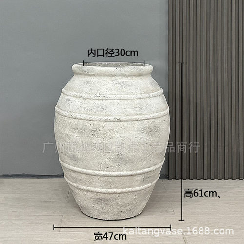 复古水泥花盆侘阳台风庭院寂种植酒店民宿装饰仿古罐子景观摆设