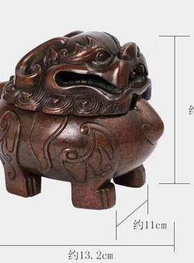 精工仿古熏香炉做旧紫铜狻猊香炉貔貅摆件电镀紫铜色香炉仿色动物
