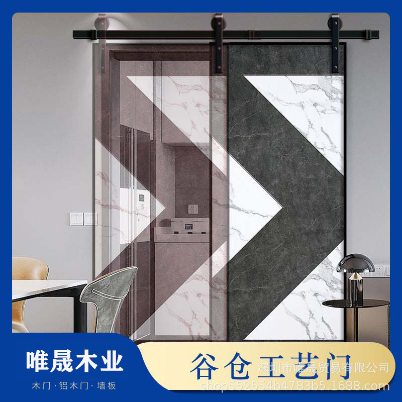 热销无轨道推拉门隐形幽灵门卫生间门木门室内门巴士门厨房谷仓门