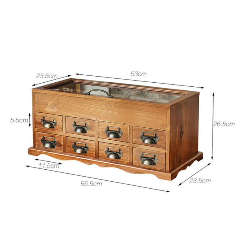 手账胶带针线防尘桌面抽屉式收纳储物盒家用多层玻璃翻盖火漆印章