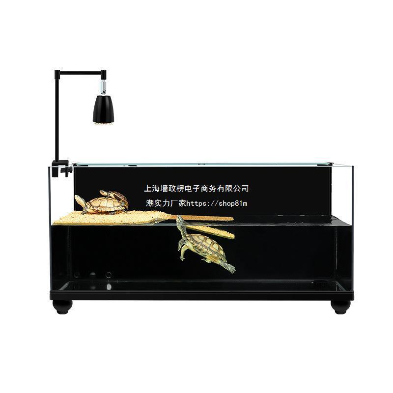 热销乌龟缸带晒台别墅玻璃滤底部排水免换水家用大型背水陆饲养缸