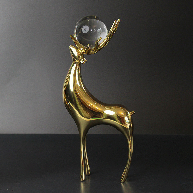 纯铜鹿创意摆件家居软装饰品父亲节礼品轻奢摆件工艺品家具铜摆件