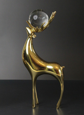 纯铜鹿创意摆件家居软装饰品父亲节礼品轻奢摆件工艺品家具铜摆件