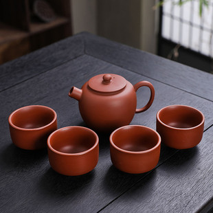 家用 茶杯朱泥紫砂茶壶原矿功夫茶具紫砂壶大容量大号泡茶壶套装