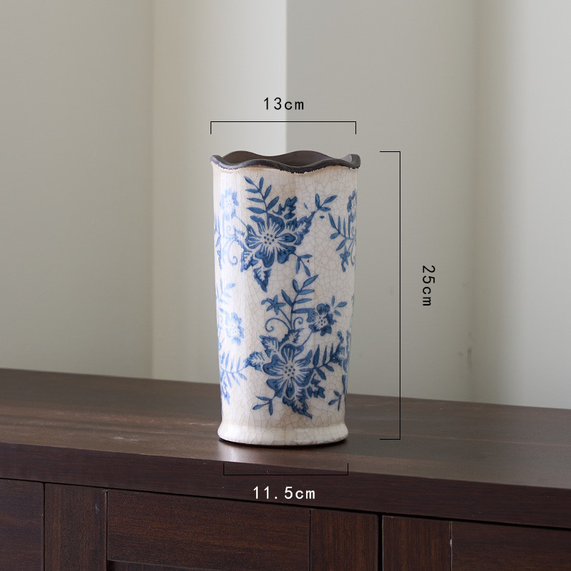 茶几陶瓷花瓶新中式复古轻奢青花瓷水培玄关中国风插花高级感摆件