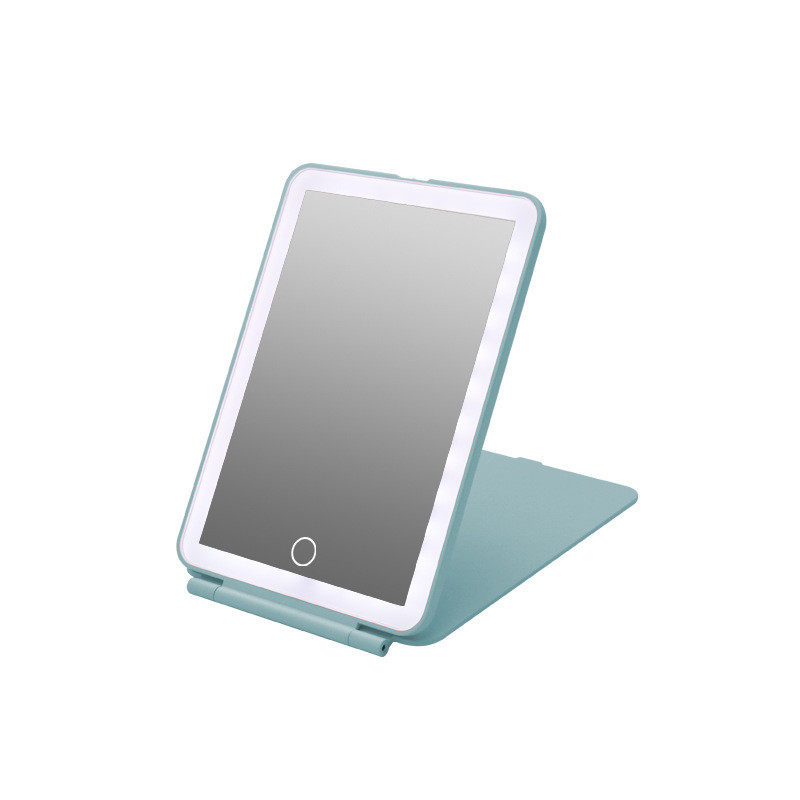 台式化妆镜小智能led镜子旅行桌面便携可折叠方形镜厂家批发