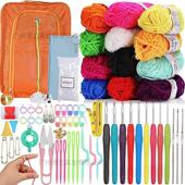 新品 钩针初学者diy手工缝纫配件含勾针纱线套装 钩针工具包