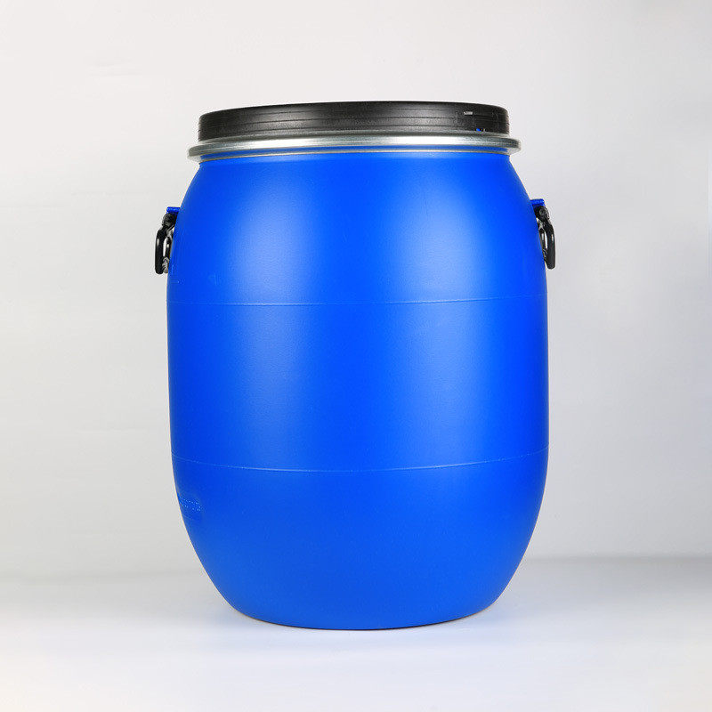 加厚100l法兰桶大开口废液塑料化桶液体涂料桶桶避光铁箍水桶un标