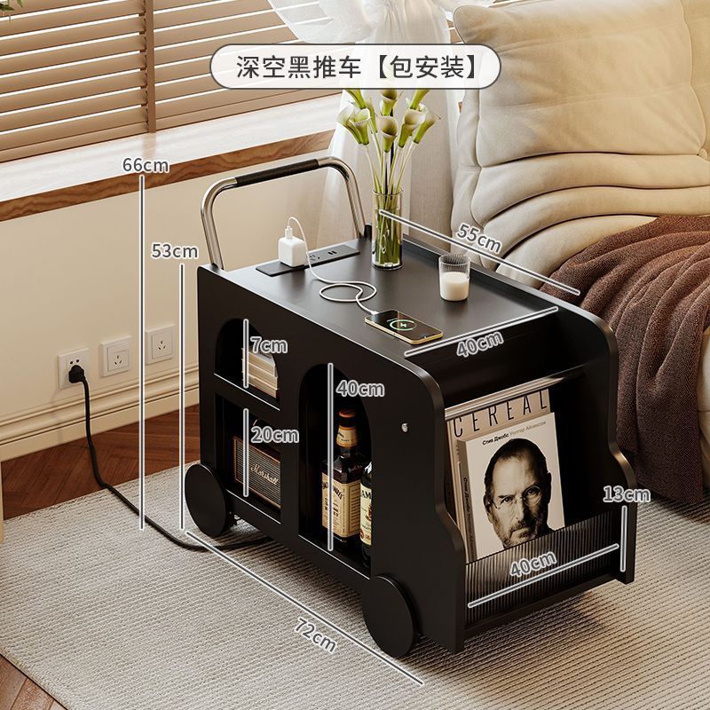 创意推车客厅置物架意式沙发边几轻奢高级感可移动茶几小桌子边柜