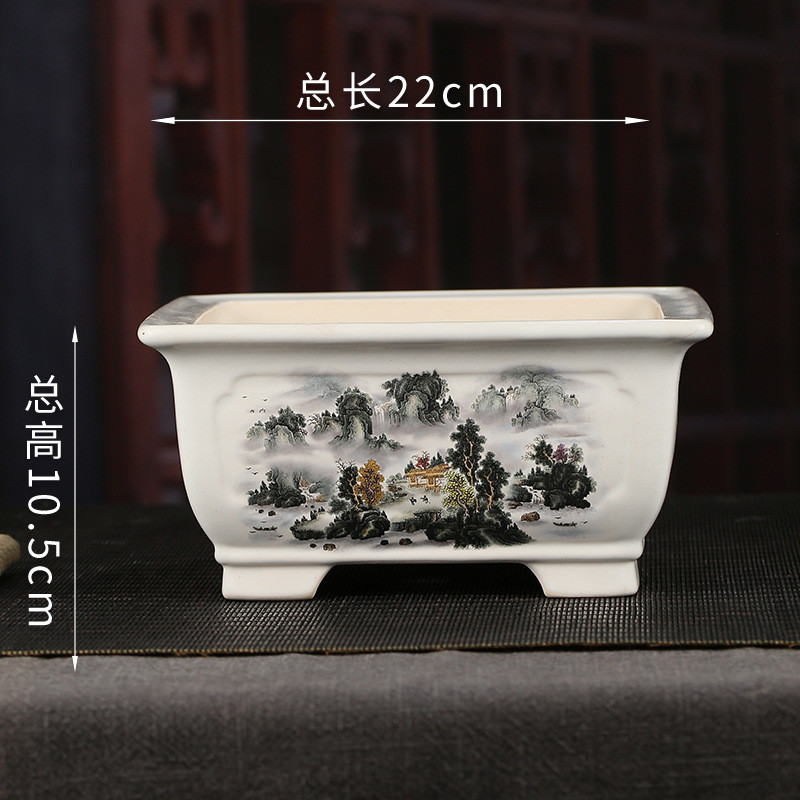 多肉紫砂花盆批发复古方形创意盆景盆彩绘绿萝懒人装饰花盆yzch17