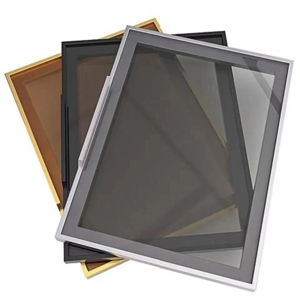 铝合金窄边钢化玻璃柜门衣柜家装极窄平开门酒柜柜体门板定制