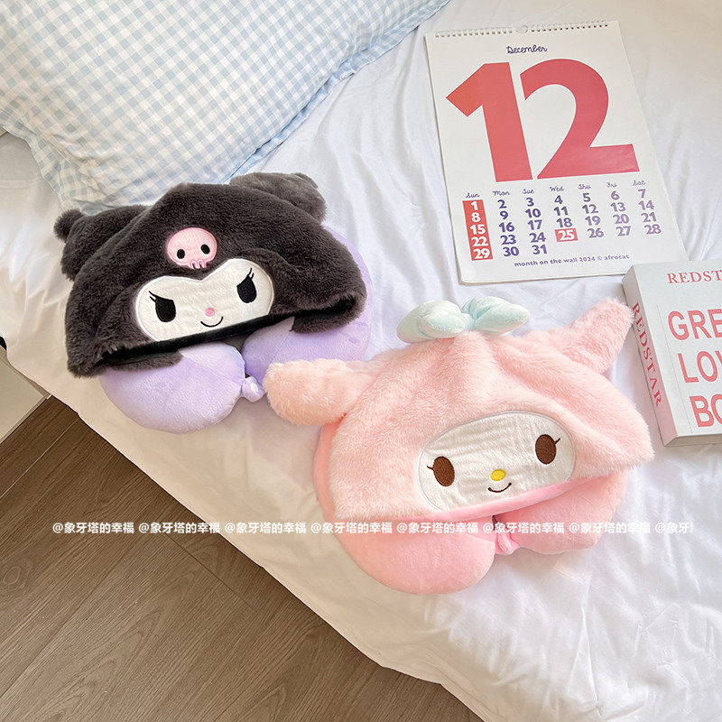 可爱卡通U型枕护颈枕绿恐龙乌龟连帽U枕旅行便携午睡靠枕颈枕礼物