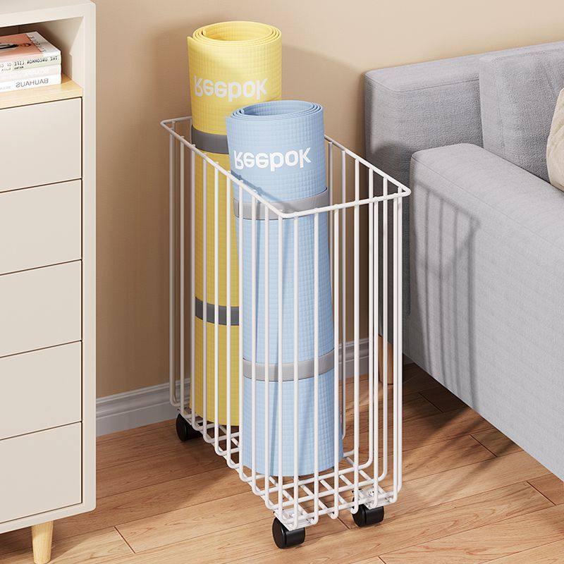 瑜伽垫收纳筐极简铁艺运动器材整理篮带轮宿舍好物脏衣篓