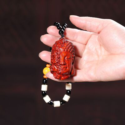 【一念之间】紫檀木善恶佛魔手把件挂件文玩木雕佛头摆件随身男女
