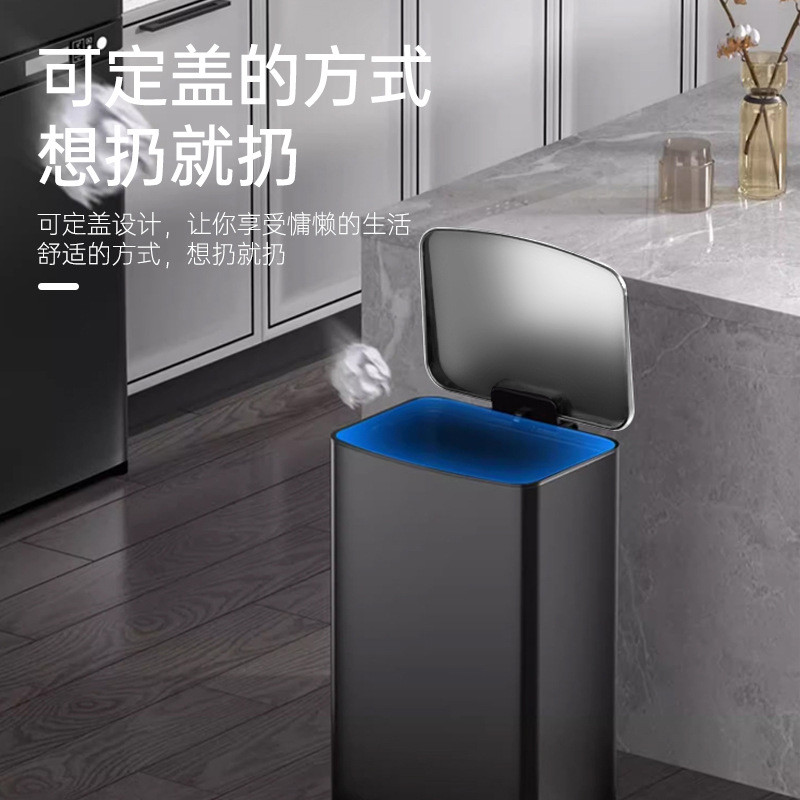 热销13l长方形家用垃圾桶大容量内外双桶客厅厨房降脚踏缓卧室收