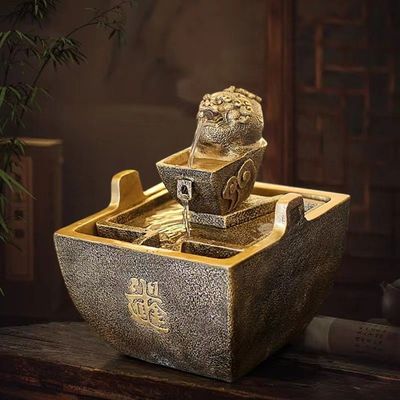 日进斗金摆件开业自动循环流水摆件办公桌玄关茶桌招财水循环摆件