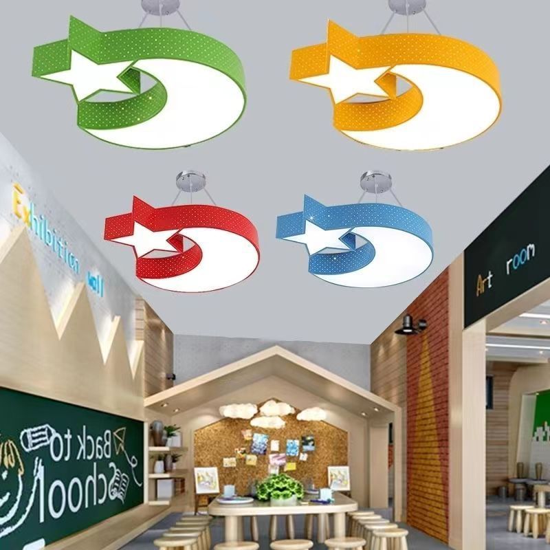 星星月亮led幼儿园吊灯儿童走廊卡通造型幼儿园卧室灯具教室吸灯