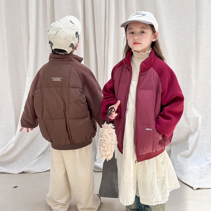 儿童中大童韩版拼接羽绒服内胆2024秋冬新款男女童立领外套夹克潮
