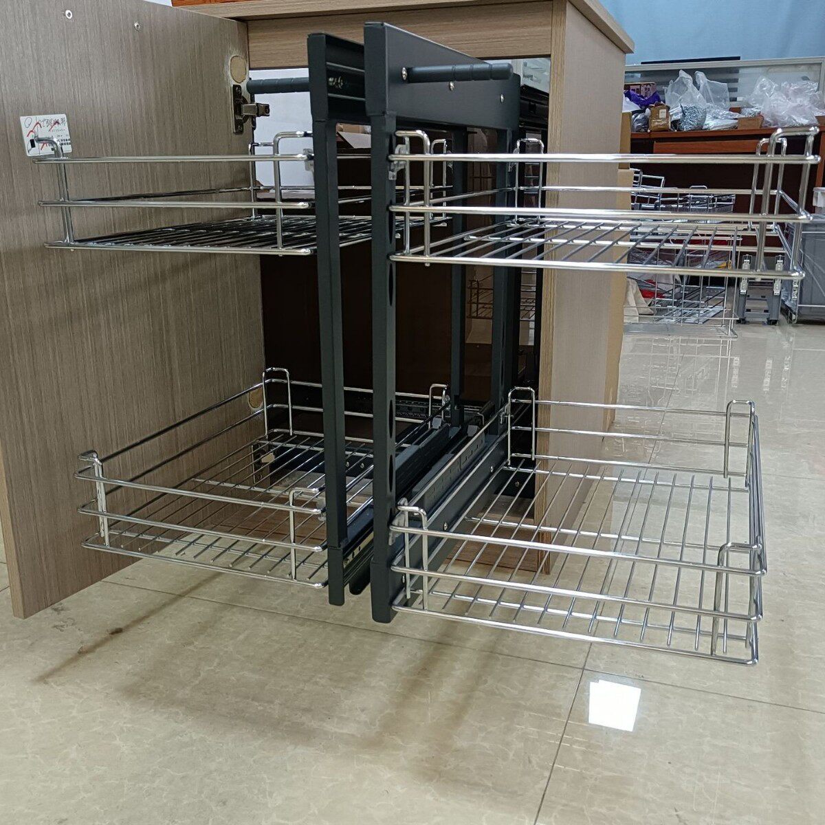 小怪物厨柜转角拉篮不锈钢厨房橱拉篮拉蓝架橱柜l型转角