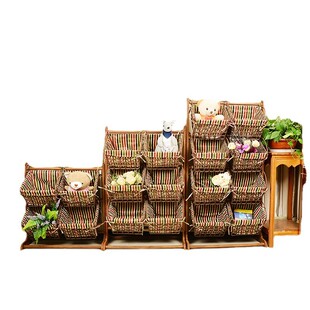 书刊编织置物架实木报刊书架布艺吊篮收纳整理筐落地客厅多层架