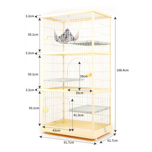 cy创逸猫笼子猫咪家用室内超大自由空间一体三层猫笼大号