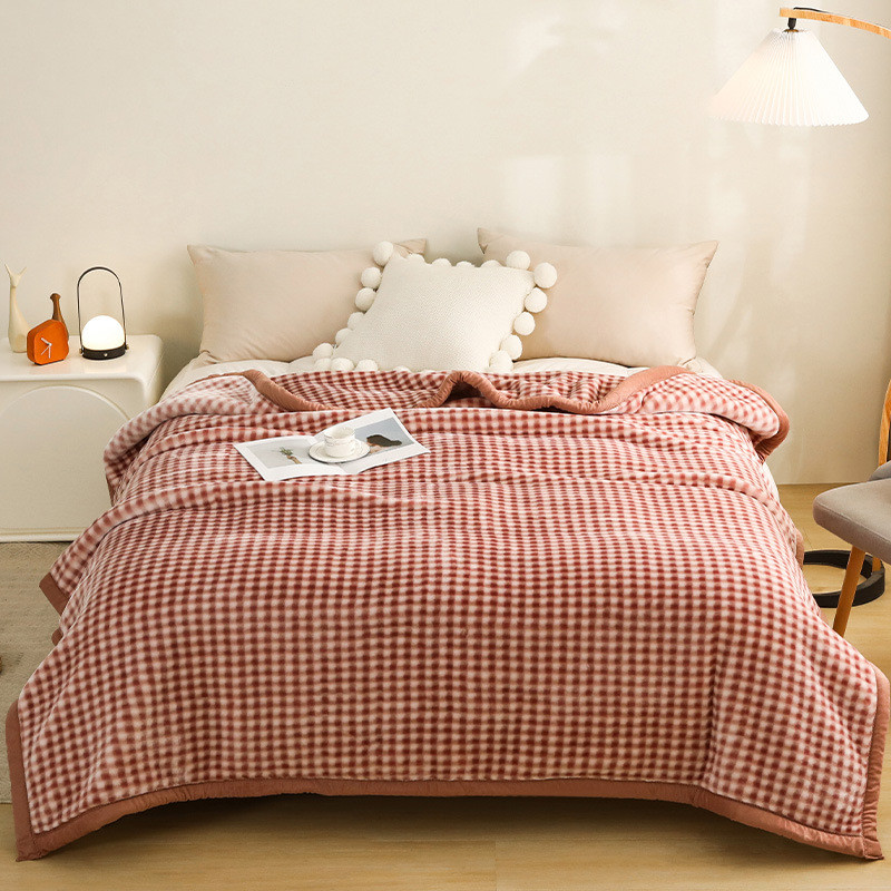 oj8f批发毛毯加厚冬季午睡加绒被子铺床法兰绒单人毯子学生宿舍午