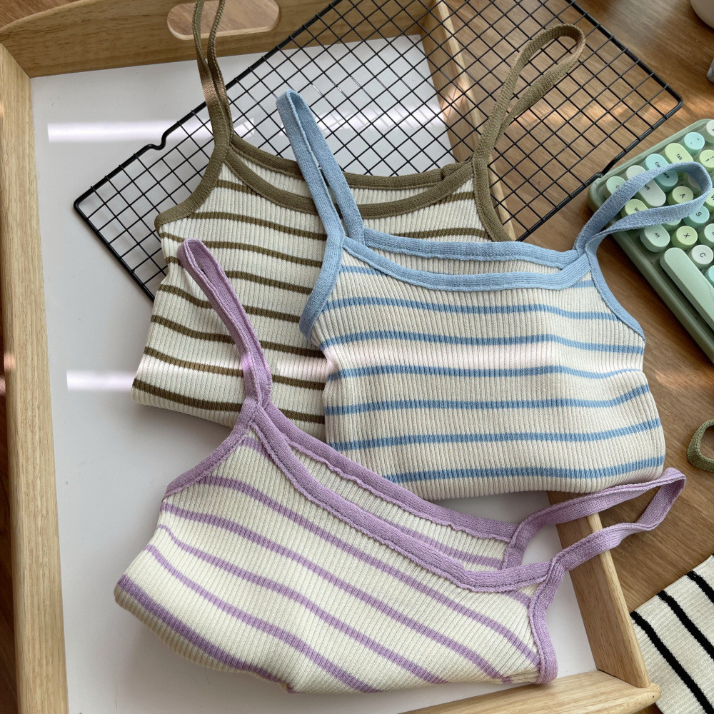 条纹针织小吊带背心女西装内搭夏季外穿性感大码显瘦打底无袖上衣