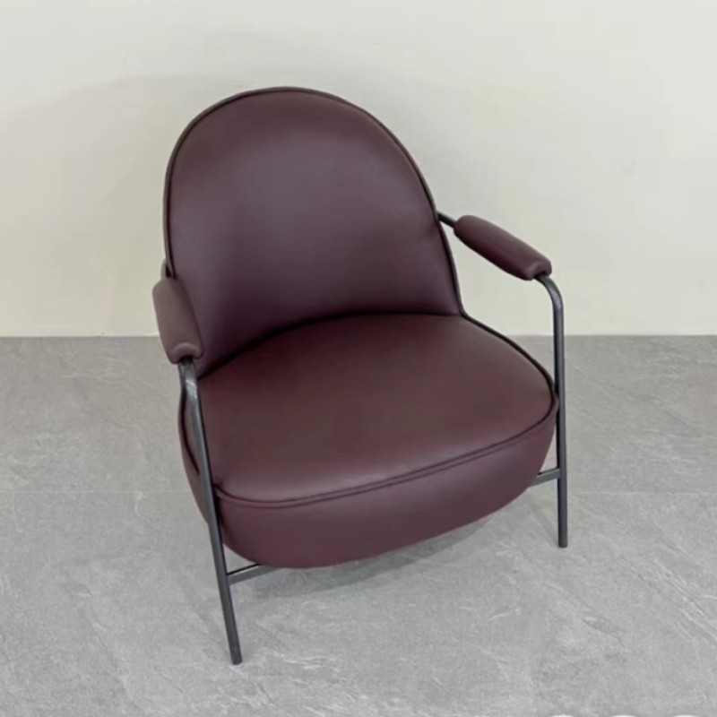 北欧简约皮布艺商务家用客厅单人沙发会所民宿休闲椅