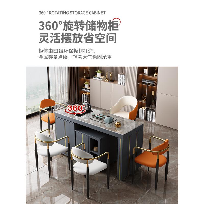 热销w*一现代简约家用功夫小泡茶台茶几组合阳台可移动旋转岩板茶