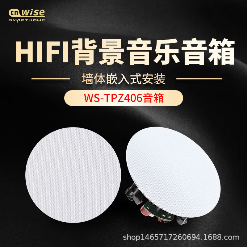 华尔思406家庭背景音乐系统吸顶音响嵌入式4寸定阻喇叭有线