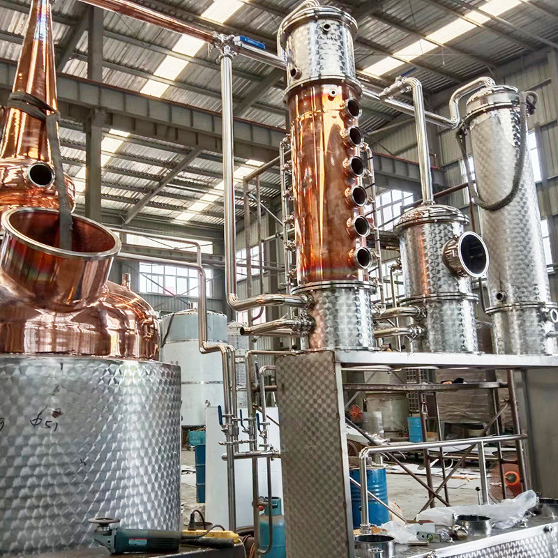 热销全自动生产线设备500l精酿啤蒸馏器大型伏特加紫铜蒸馏设备