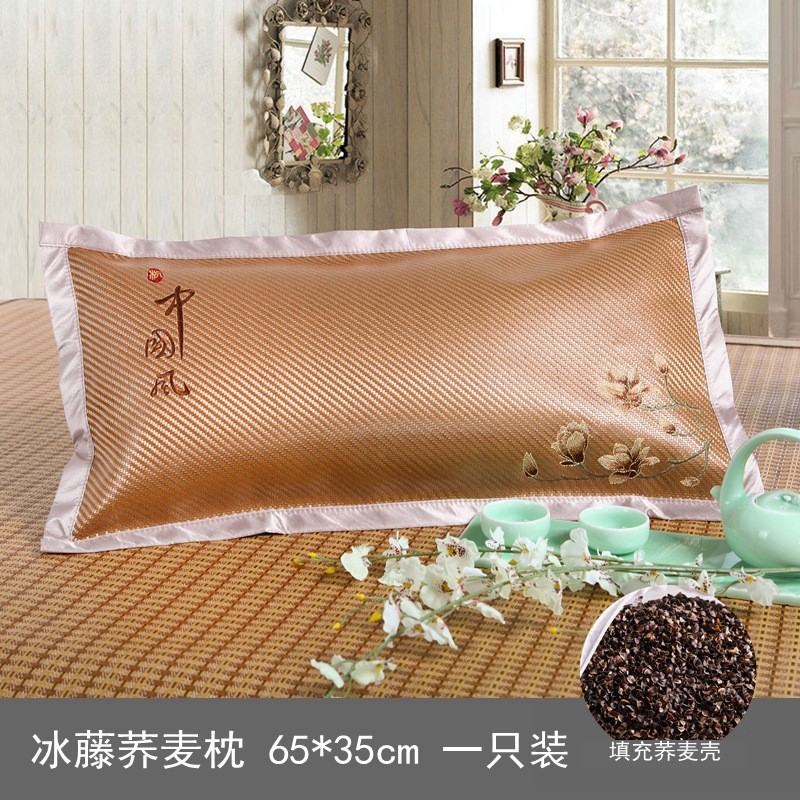 夏季印藤夏凉枕头夏天冰丝凉席荞麦壳皮茶枕芯成人透气凉爽冰新品