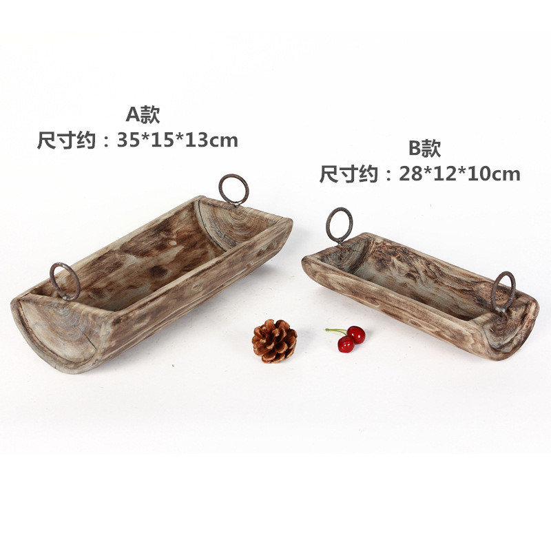 厂家风轻奢侘寂销售民宿酒店庭院花园木质挂壁吊式花盆花槽水果盘