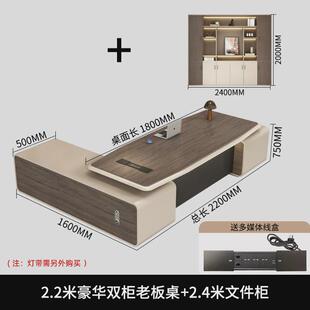 轻奢高级感烤漆老板桌办公桌大班台时尚简约现代办公家具桌椅组合