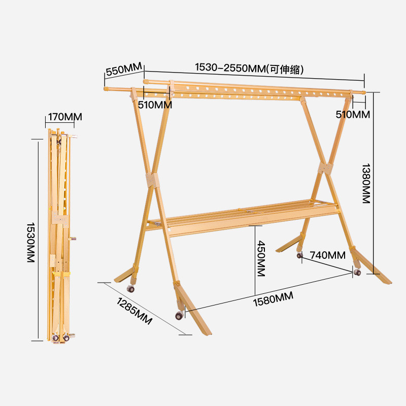 厂家直供衣架落地阳台晾衣服折叠晾衣架置地伸缩架子防风晒衣架