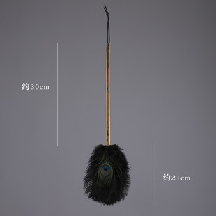 iyr7鸡毛掸子拂尘孔雀鸵鸟毛湘妃竹长柄除尘掸静电卧室扫灰房间装