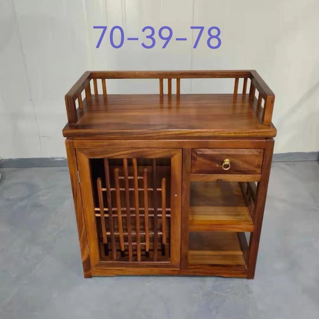 泡茶茶水柜实木家具新中式胡桃木茶几餐边柜禅意茶桌柜客厅烧水柜