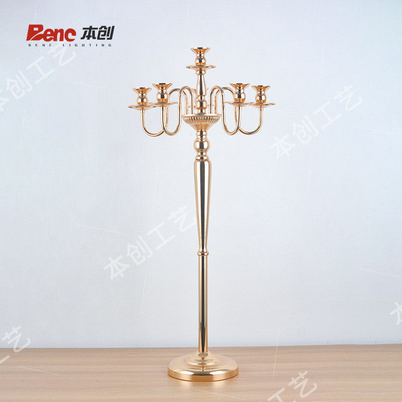 酒店用品婚庆道具铁艺金属烛台落地蜡烛台婚礼现场银色装饰摆件