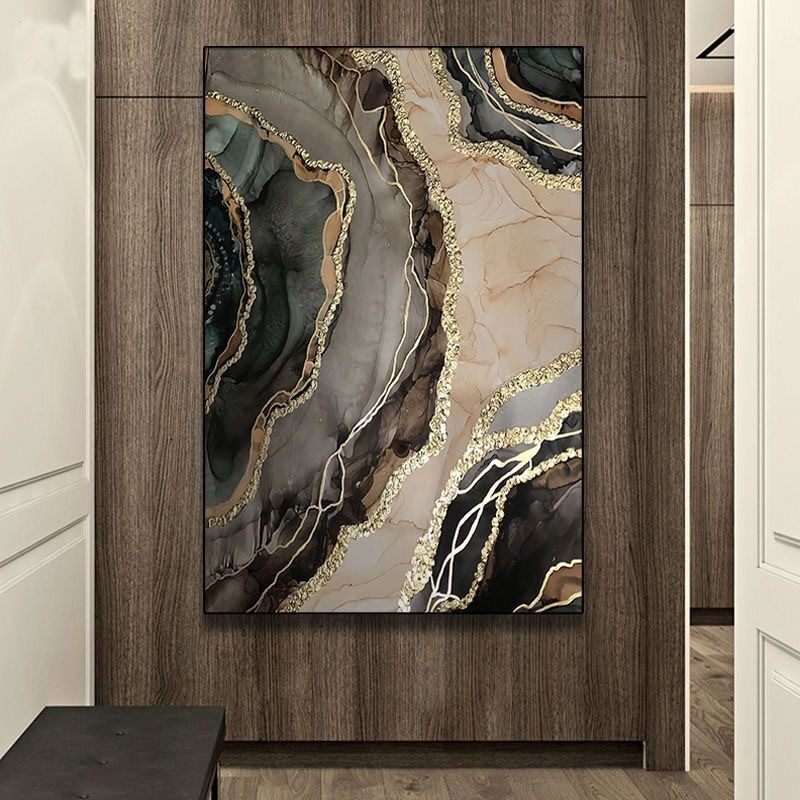 轻奢黑金大理石纹客厅装饰画美式大气抽象餐厅样板间挂画玄关壁画