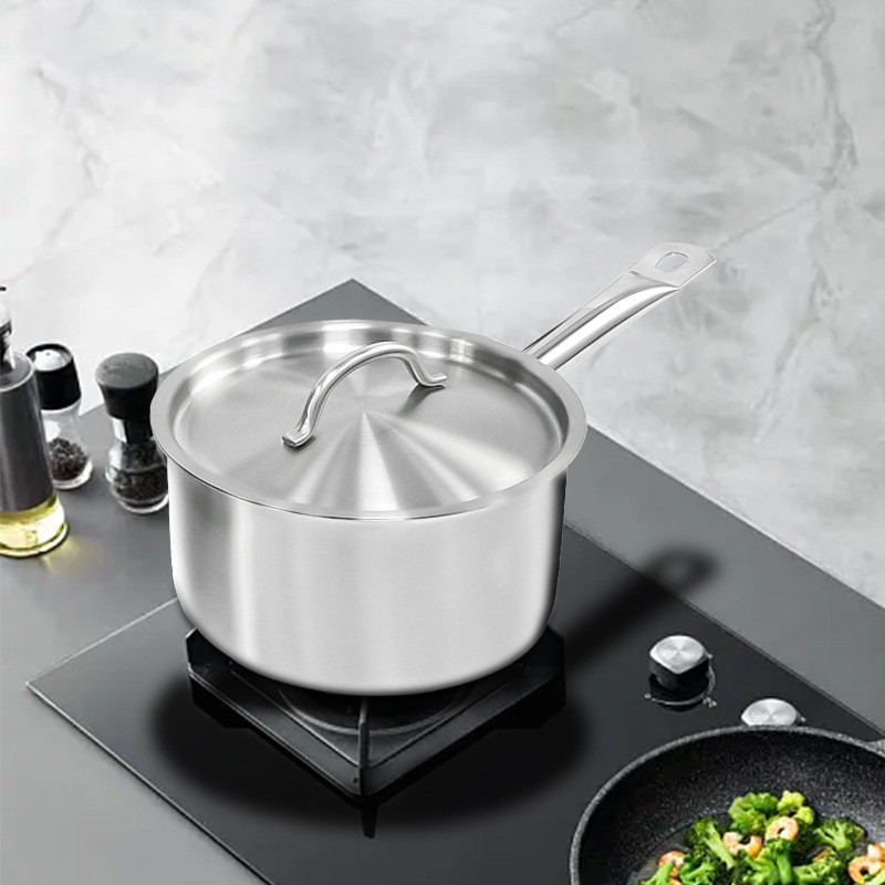 201不锈钢单柄锅早餐热奶煮粥卤肉酱汁烹饪锅复合底多规格料理锅
