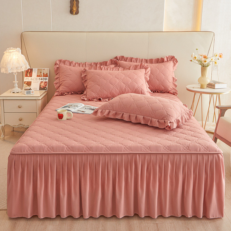 2024新款韩版夹棉床裙轻奢床罩遮丑下摆床裙高级感大气高端