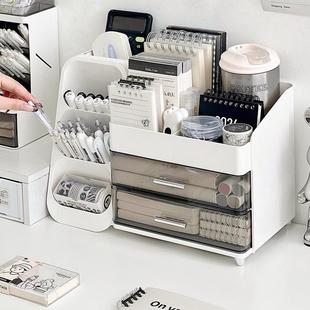 桌面收纳盒抽屉式学生办公室书桌文具大容量置物架多功能斜插笔筒