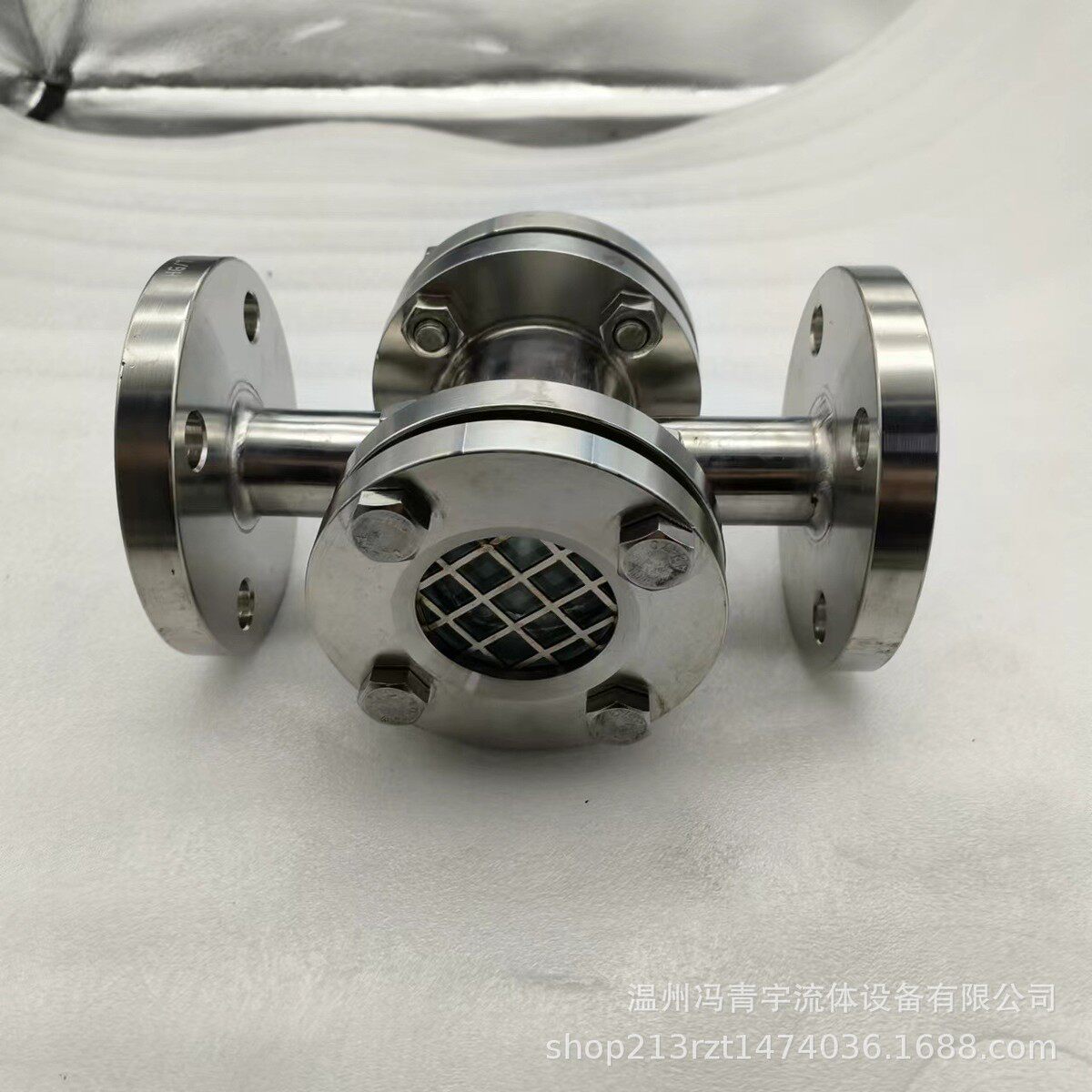 热销厂家直通直供管道视镜带防护网不锈钢法兰四通