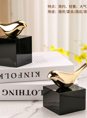 纯铜小鸟书柜酒柜客厅家居装饰品欧式美式样板房水晶装饰摆件批发