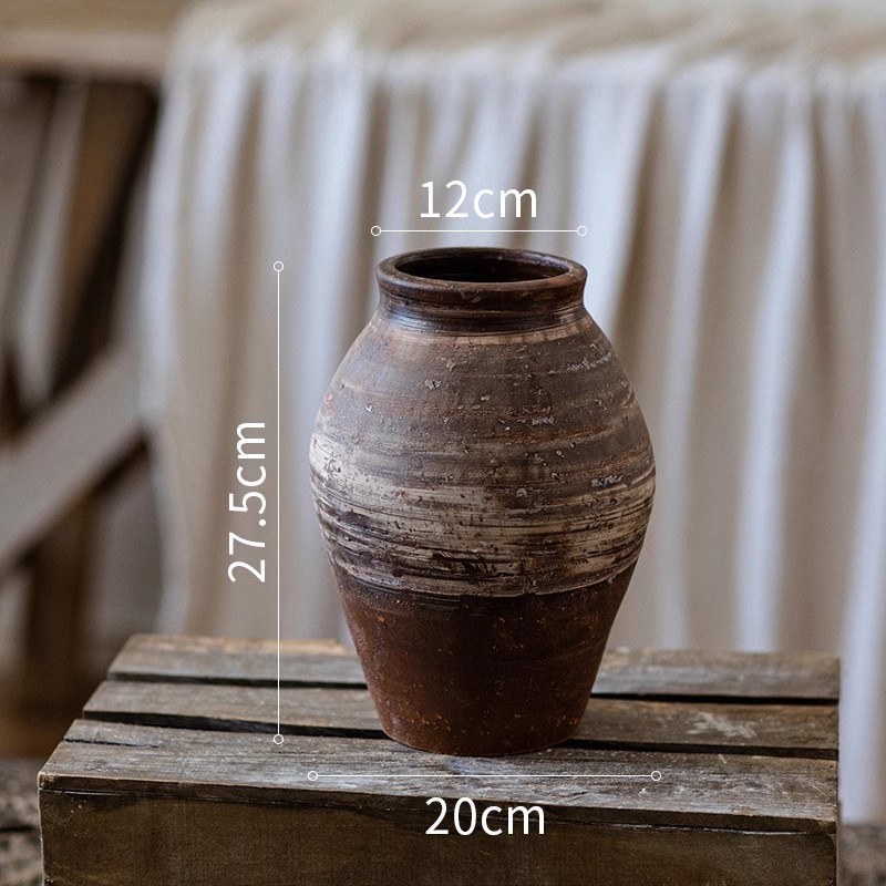 花盆复古艺术陶罐旧陶盆粗陶做花瓶陶土插花手工古风陶瓷花盆其他