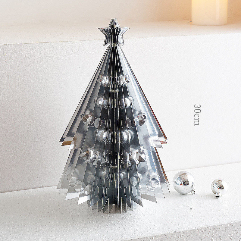 圣诞节装饰品折纸圣诞树桌面摆件迷你红色圣诞树节日装扮拍照道具