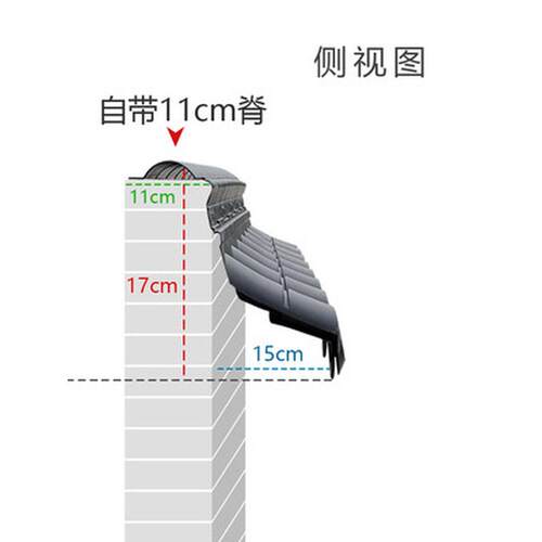 20单面带脊围墙瓦树脂瓦仿古一体瓦中式院墙屋檐复古装饰塑料瓦片